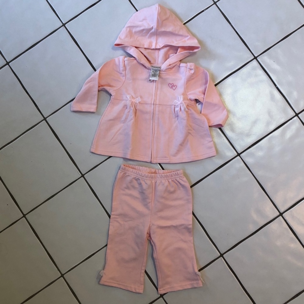 NWT First Wish Pink Hoodie and Pants Cotton Set